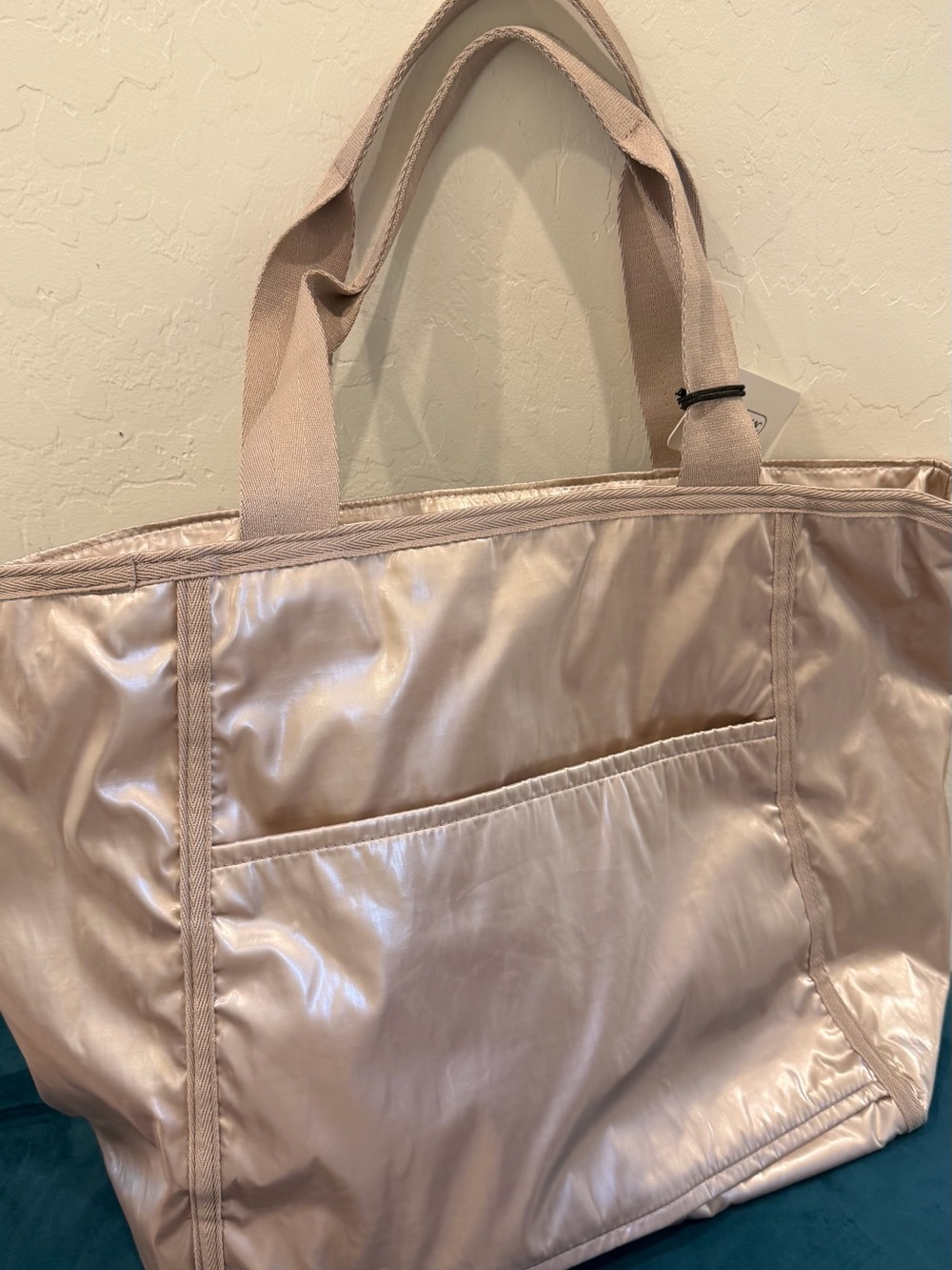 Lesportsac Metallic Rose Pink Tote with Front Pocket